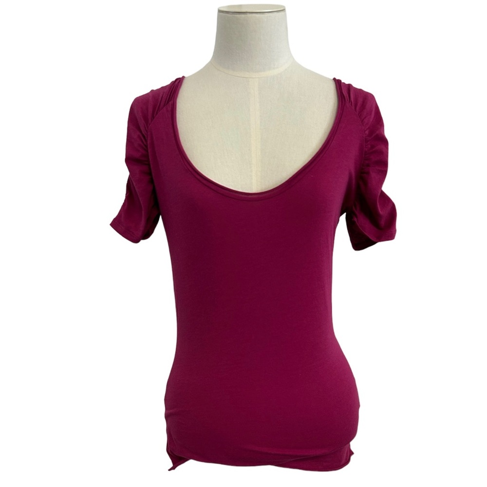 Velvet Pink Ruched Sleeves‎ Shirt Womens Large NEW.